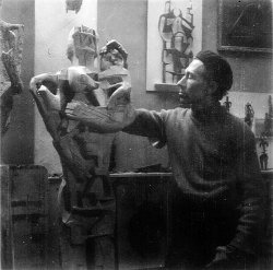 Peter King in his studio, c1956 - image