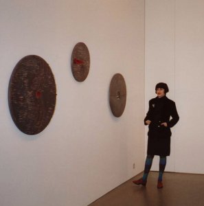 The artist at her exhibition at England & Co in 2004  - image