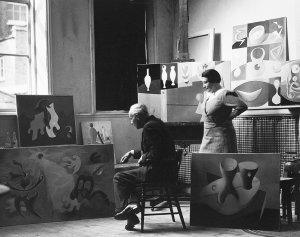 Paule Vézelay and a friend in a <br>temporary London studio, 1934. - image
