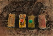 Untitled (Four bricks with flowers) - Details